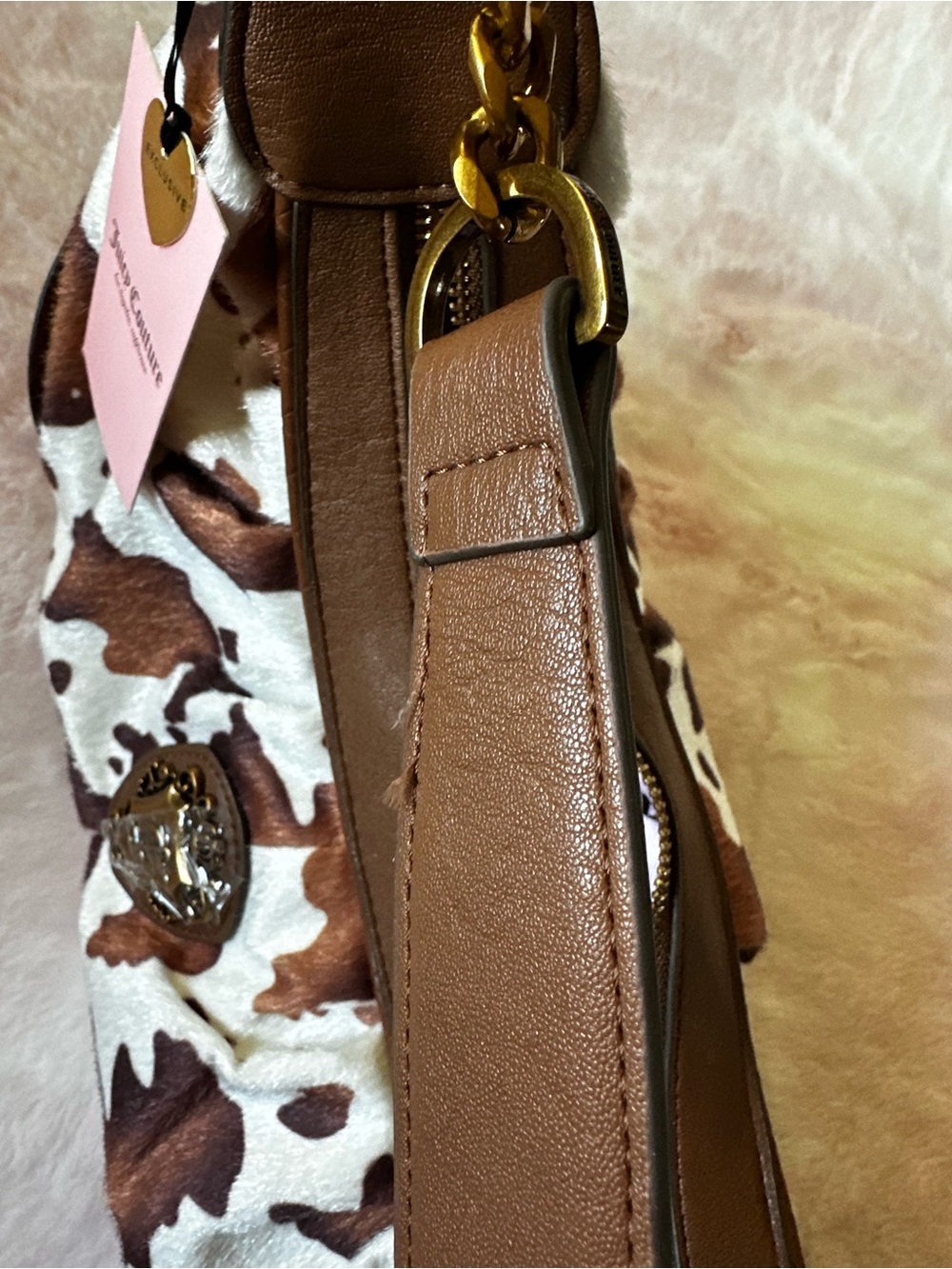 Saddle Brown Cow Print Hobo Shoulder Purse - Juicy Couture NWT - Picture 5 of 5